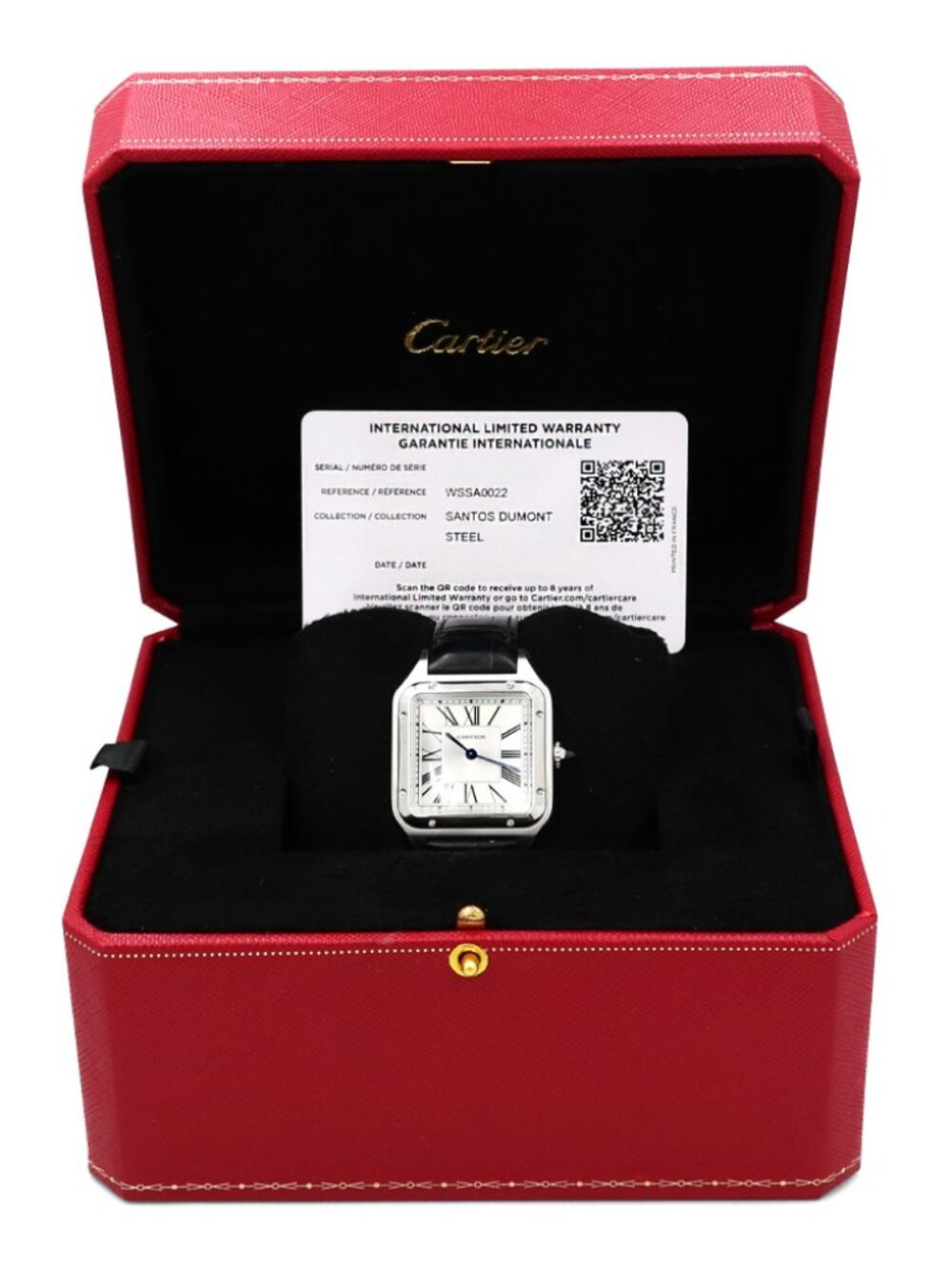 Cartier Large Santos Dumont Watch Stainless Steel Silver Roman